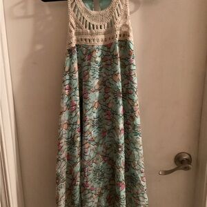 Floral Patterned Summer Dress With Crochet Detail NWT Xhilaration Size Medium